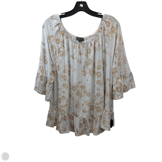 Top 3/4 Sleeve By Style And Company In Tan & White, Size: Xl