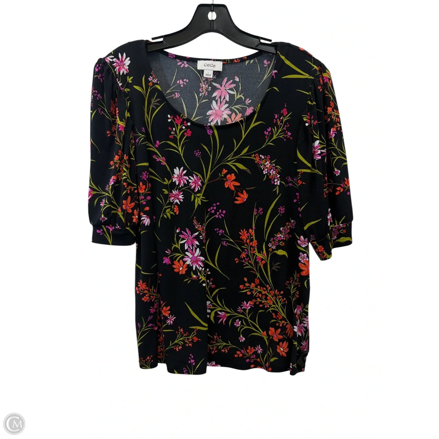Top Short Sleeve By Cece In Black & Orange, Size: Xl