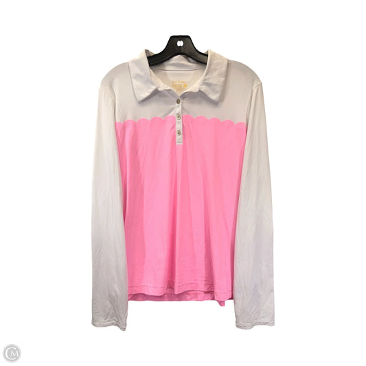 Top Long Sleeve Designer By Lilly Pulitzer In Pink & White, Size: Xl