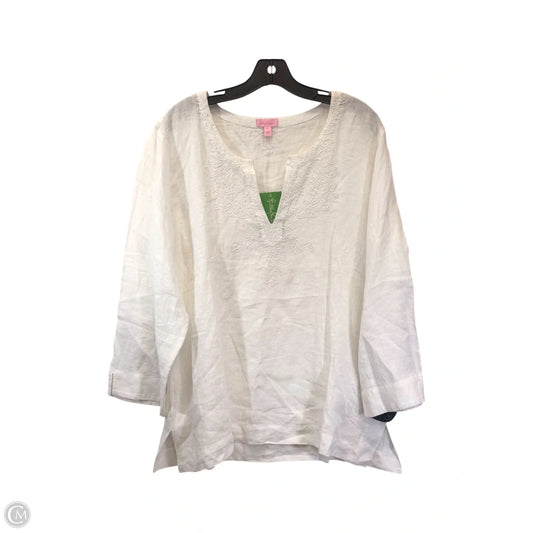 Top Long Sleeve Designer By Lilly Pulitzer In White, Size: Xl