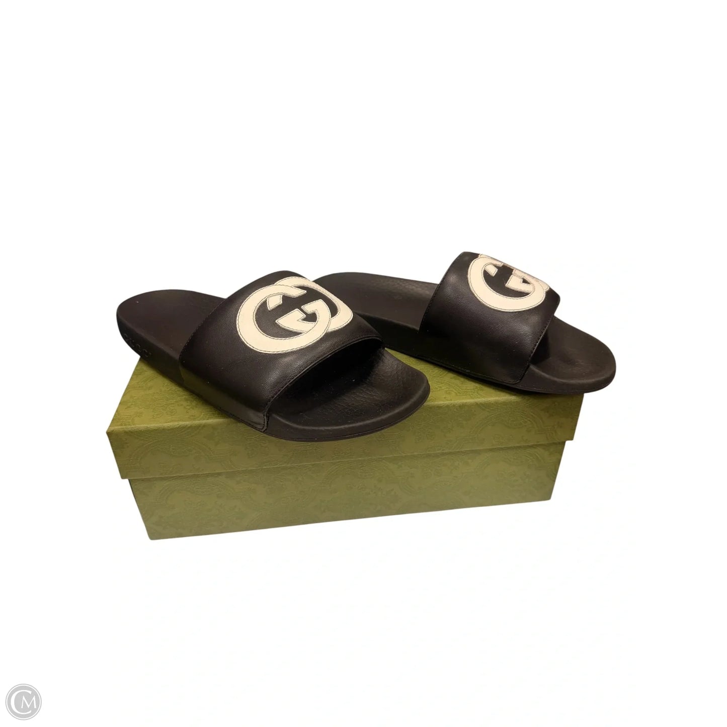 Sandals Luxury Designer By Gucci In Black & White, Size: 7