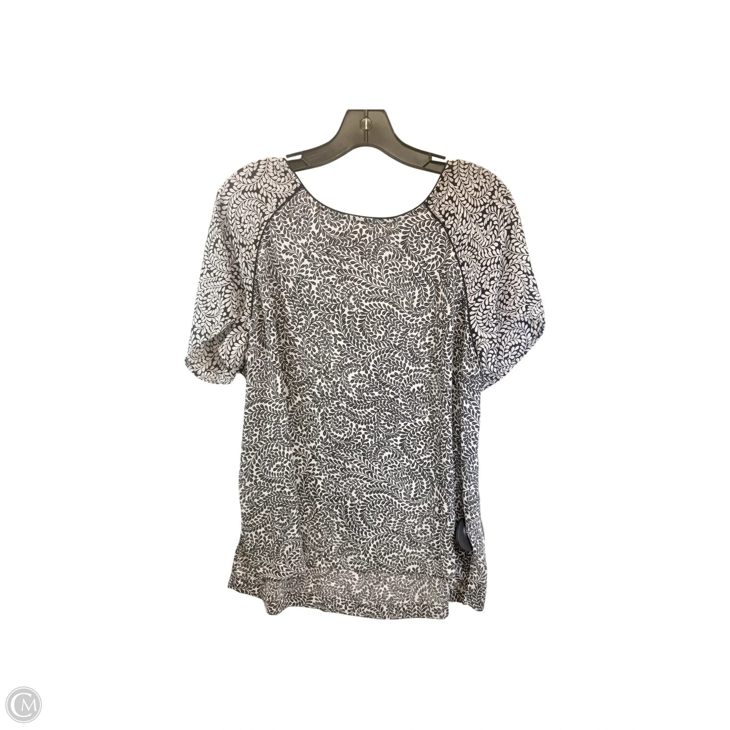 Top Short Sleeve By Loft In Black & White, Size: L