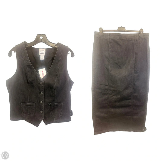 Skirt Set 2pc By Belle Vere In Black Denim, Size: L