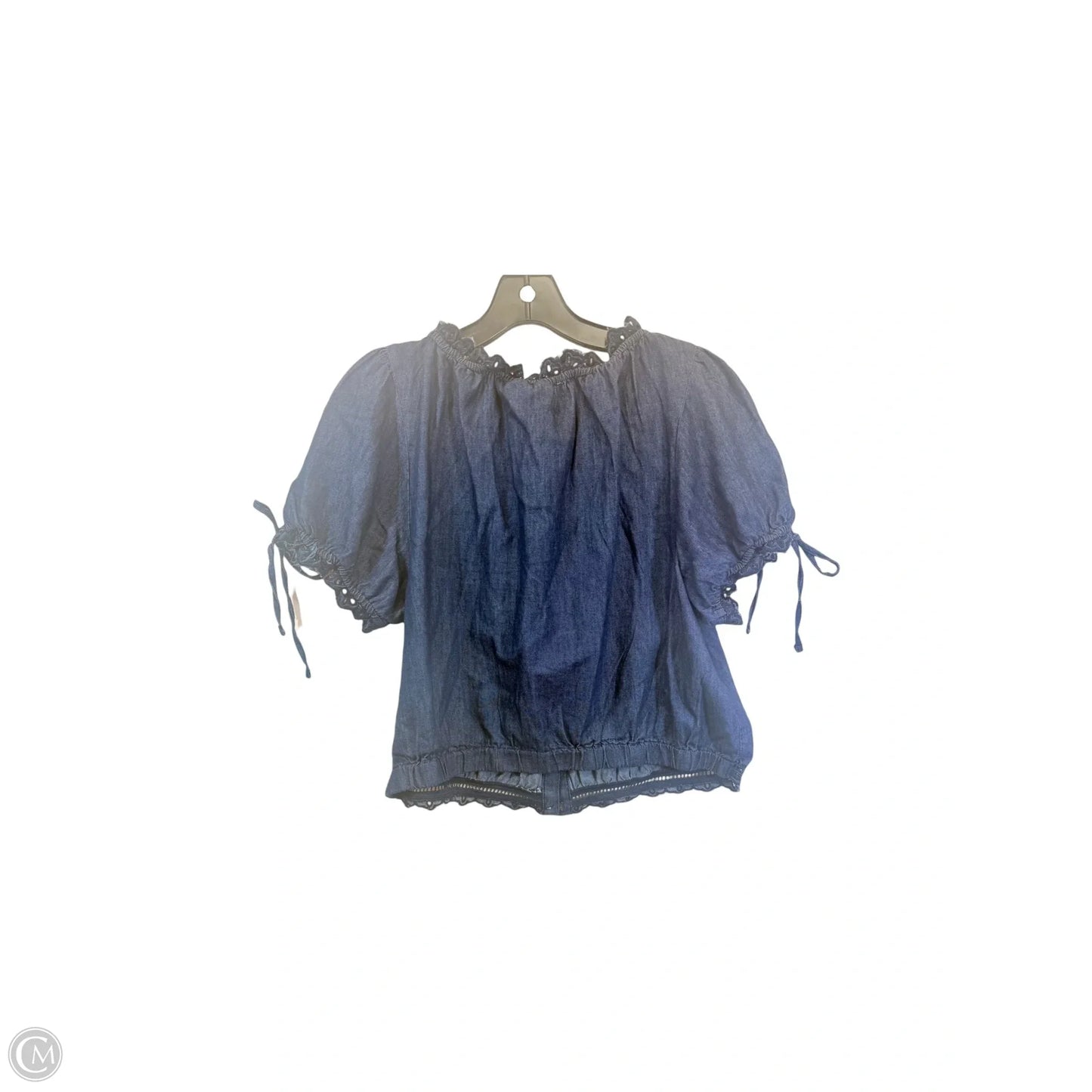 Top Short Sleeve By Free Assembly In Blue Denim, Size: L