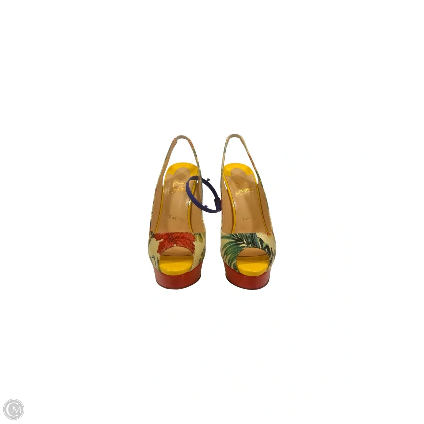 Shoes Luxury Designer By Christian Louboutin In Floral Print, Size: 8