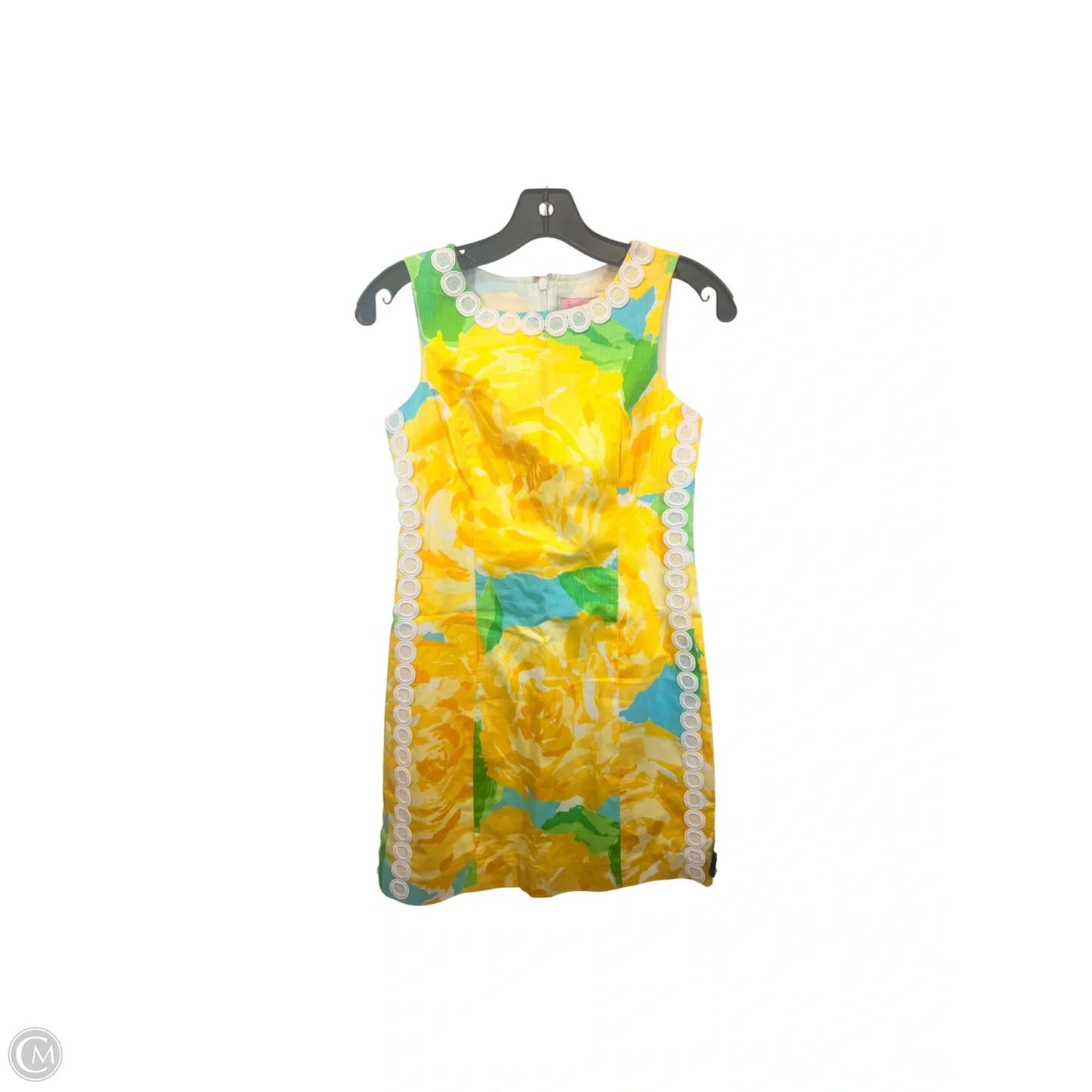 Dress Designer By Lilly Pulitzer In White & Yellow, Size: 0
