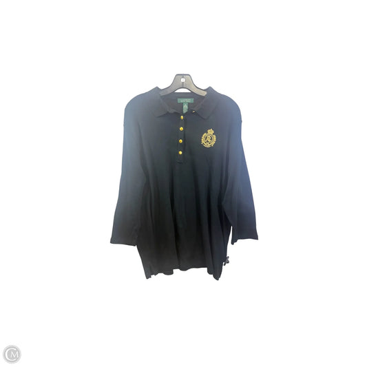 Top 3/4 Sleeve By Lauren By Ralph Lauren In Black & Gold, Size: 2x