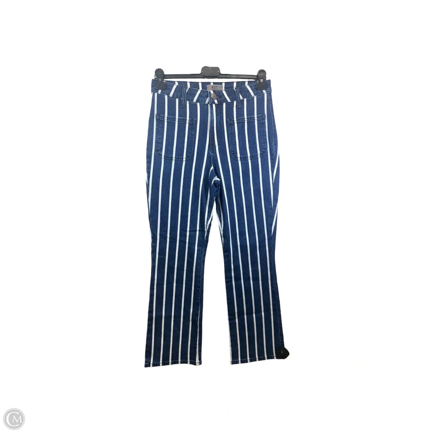 Jeans Flared By Kut In Blue & White, Size: 2