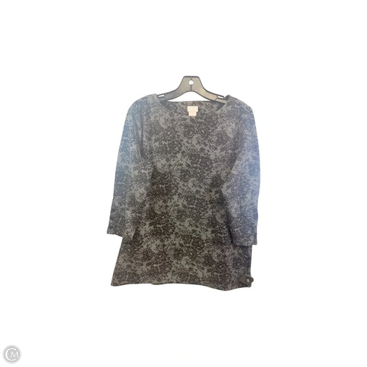 Top 3/4 Sleeve By Chicos In Black & Grey, Size: M