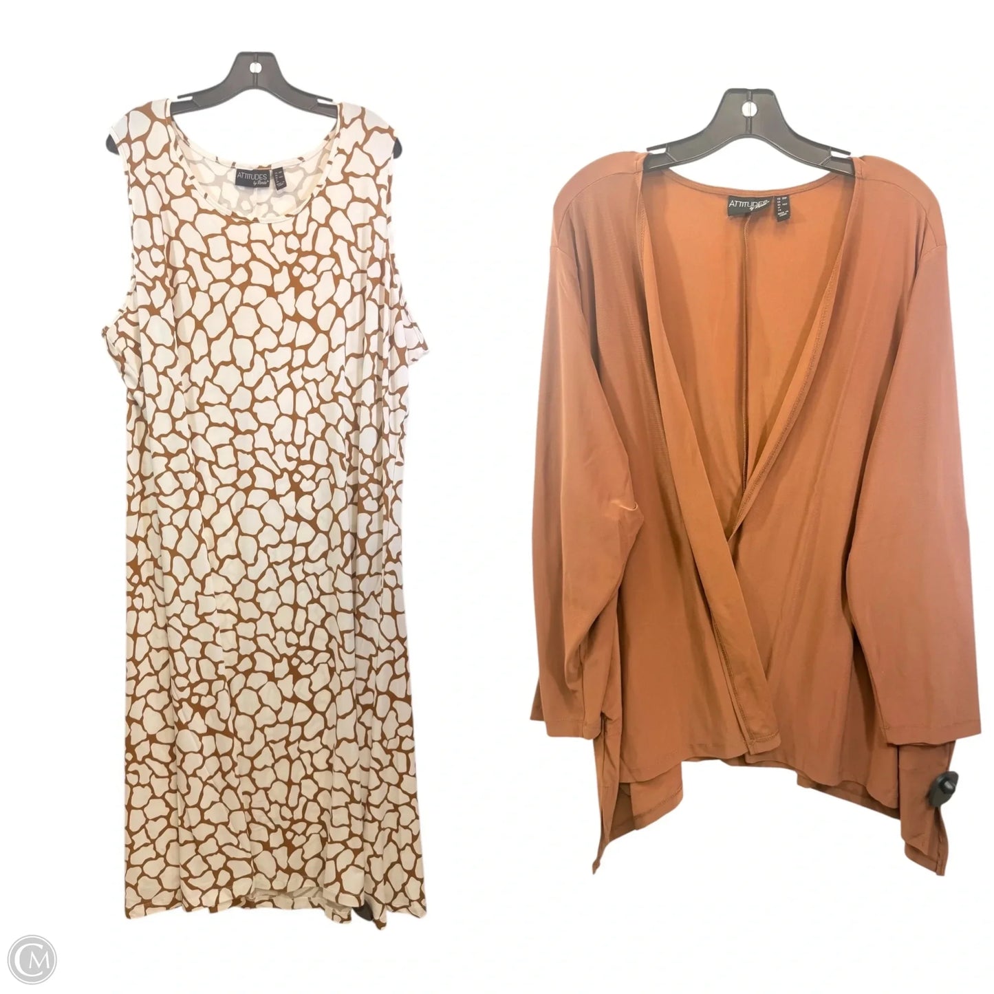 Dress Casual Maxi By Attitude In Brown & Cream, Size: 3x