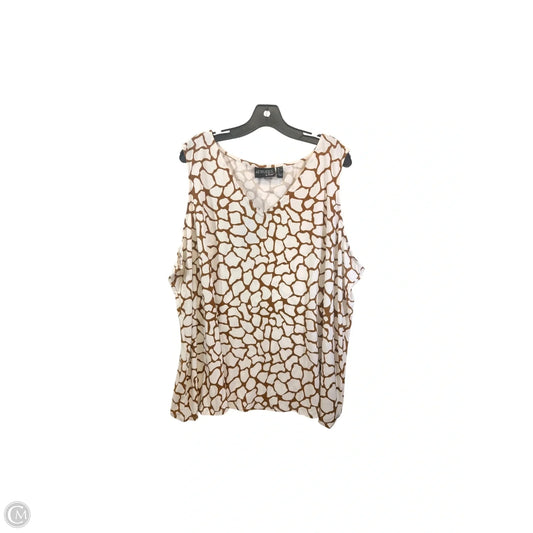 Top Sleeveless By Attitude In Brown & Cream, Size: 3x