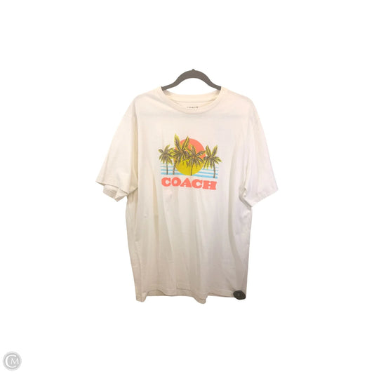 Top Short Sleeve Designer By Coach In Green & White, Size: Xl