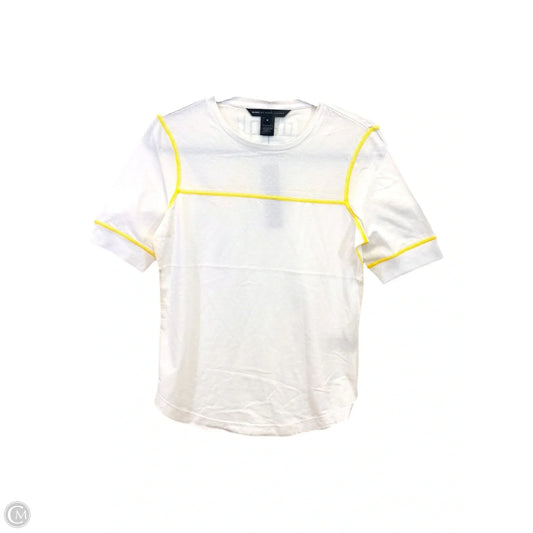 Top Short Sleeve Designer By Marc By Marc Jacobs In White & Yellow, Size: S