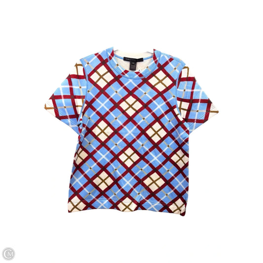 Top Short Sleeve Designer By Marc By Marc Jacobs In Blue & Red, Size: L