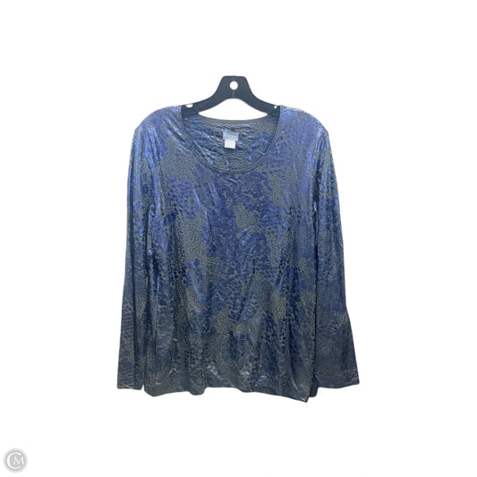 Top Long Sleeve By Chicos In Blue & Grey, Size: Xs