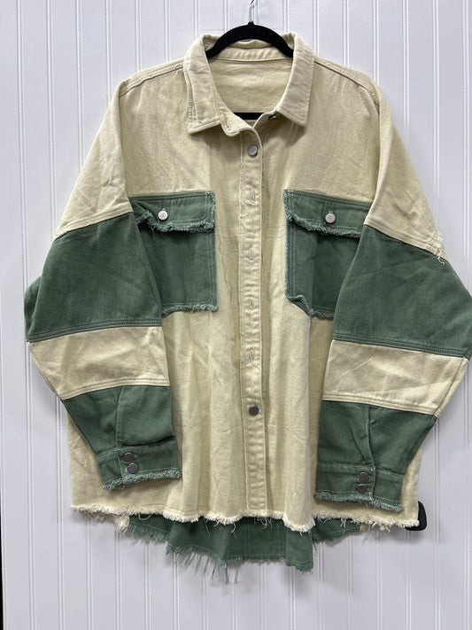 Jacket Denim By Cmc In Green & Tan, Size:2X