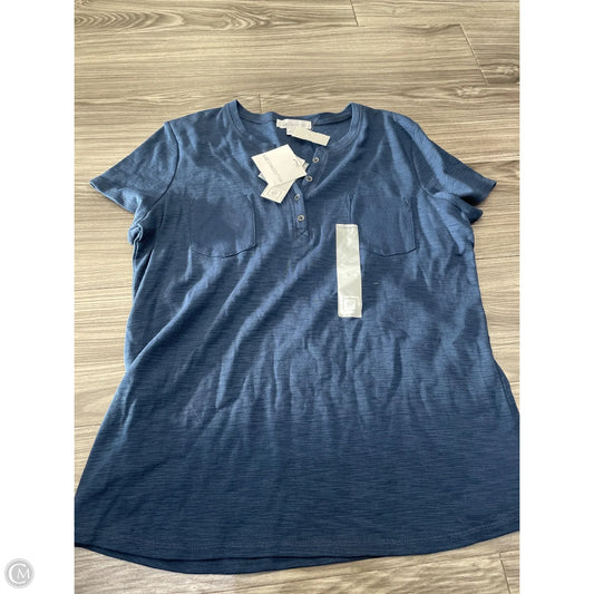 Blouse Short Sleeve By Liz Claiborne In Blue, Size: L