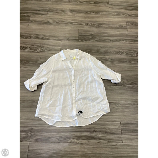 Blouse Long Sleeve By Sigrid Olsen In White, Size: 2x