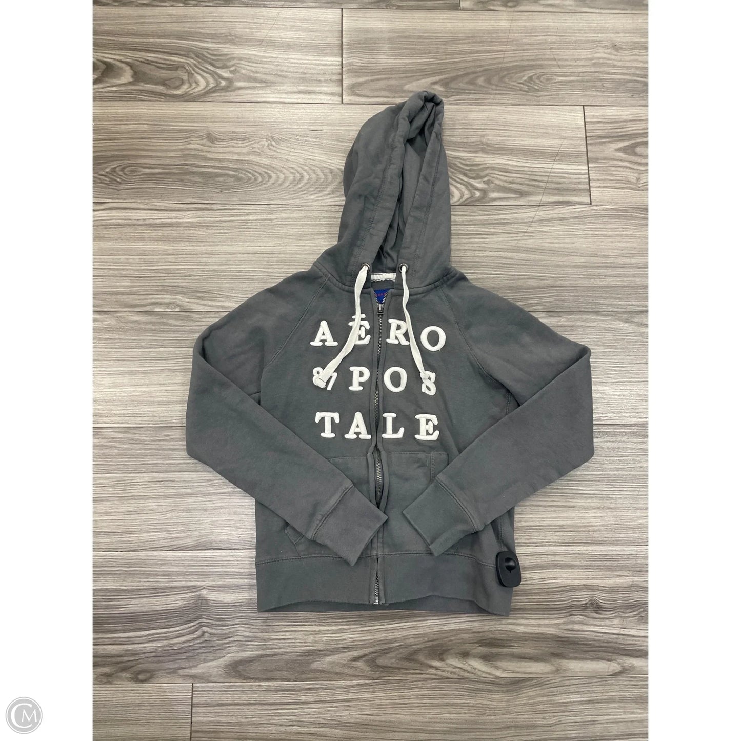 Sweatshirt Hoodie By Aeropostale In Grey & White, Size: S