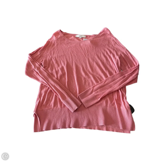 Top Long Sleeve Basic By Loft In Pink, Size: L
