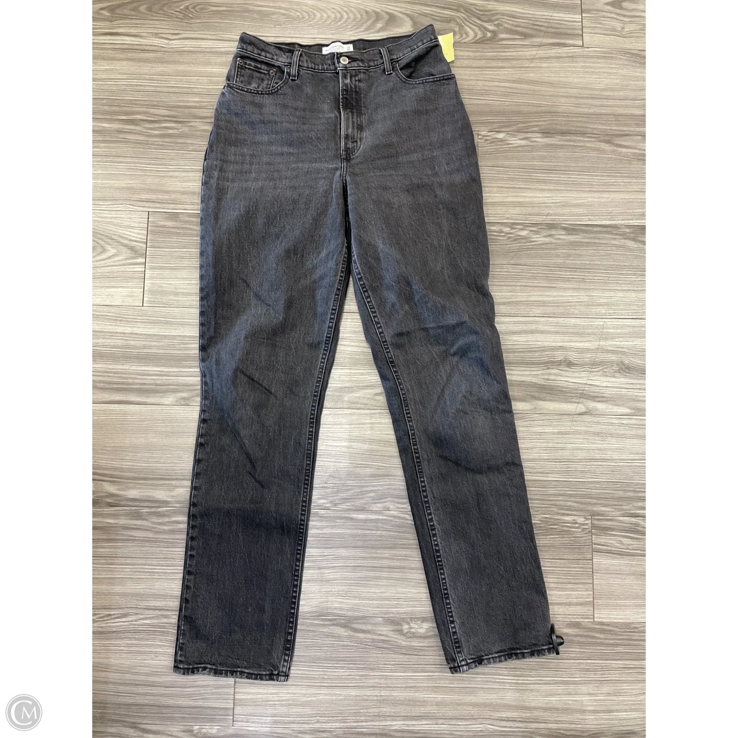 Jeans Straight By Abercrombie And Fitch In Black Denim, Size: 8