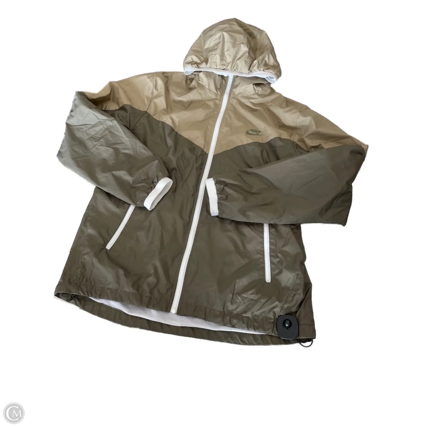 Jacket Windbreaker By Nike In Brown & Green, Size: M