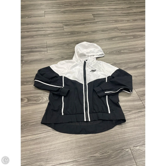 Jacket Windbreaker By Nike In Black & White, Size: M