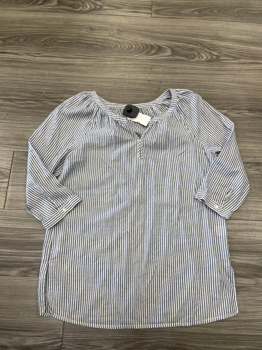 Top Long Sleeve By Liz Claiborne In Blue & White, Size: S