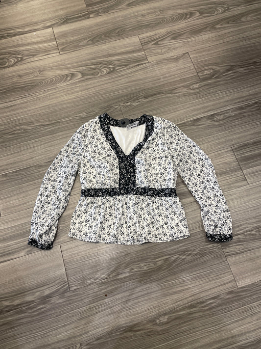 Top Long Sleeve By Madewell In Black & White, Size: M