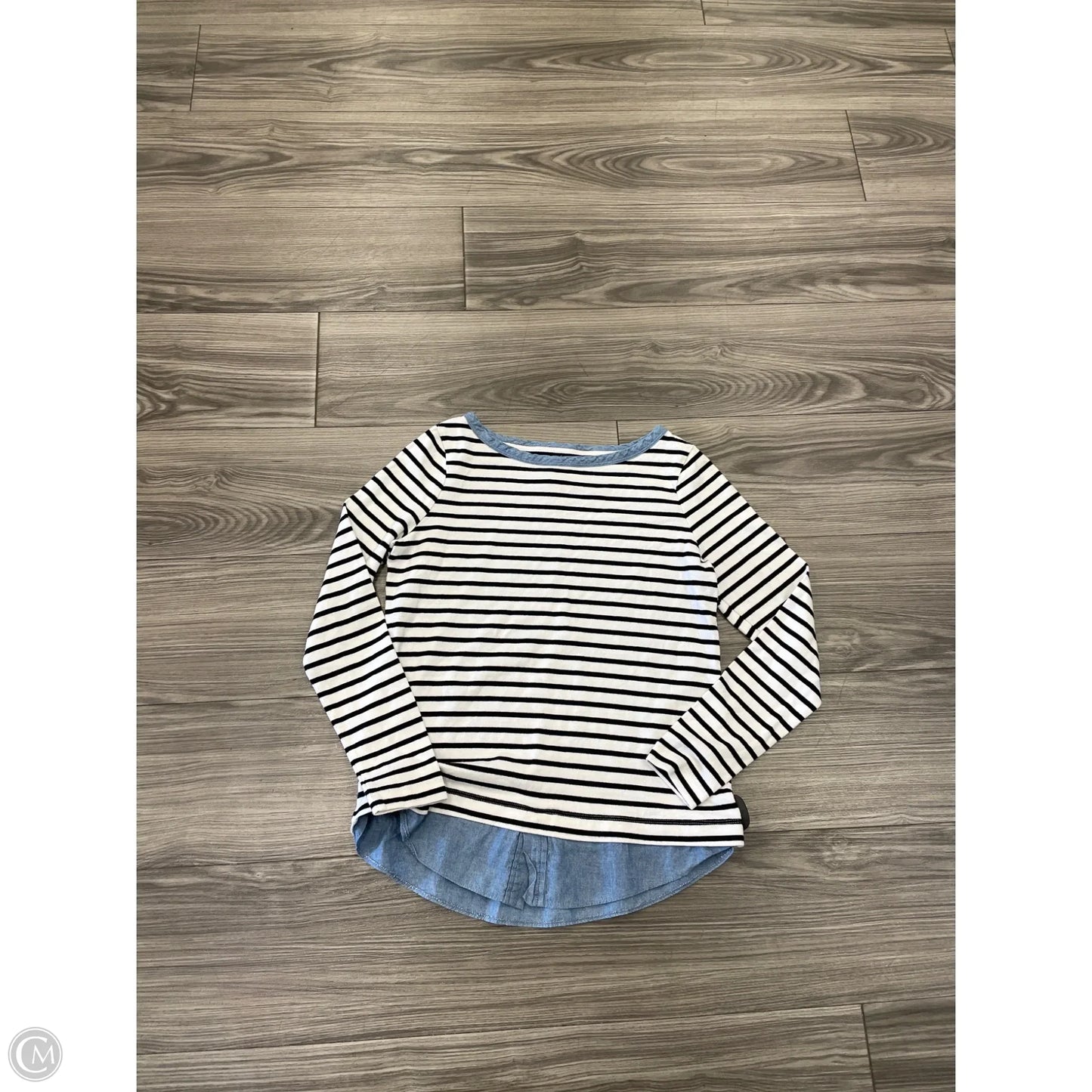 Top Long Sleeve By Loft In Black & Cream, Size: S