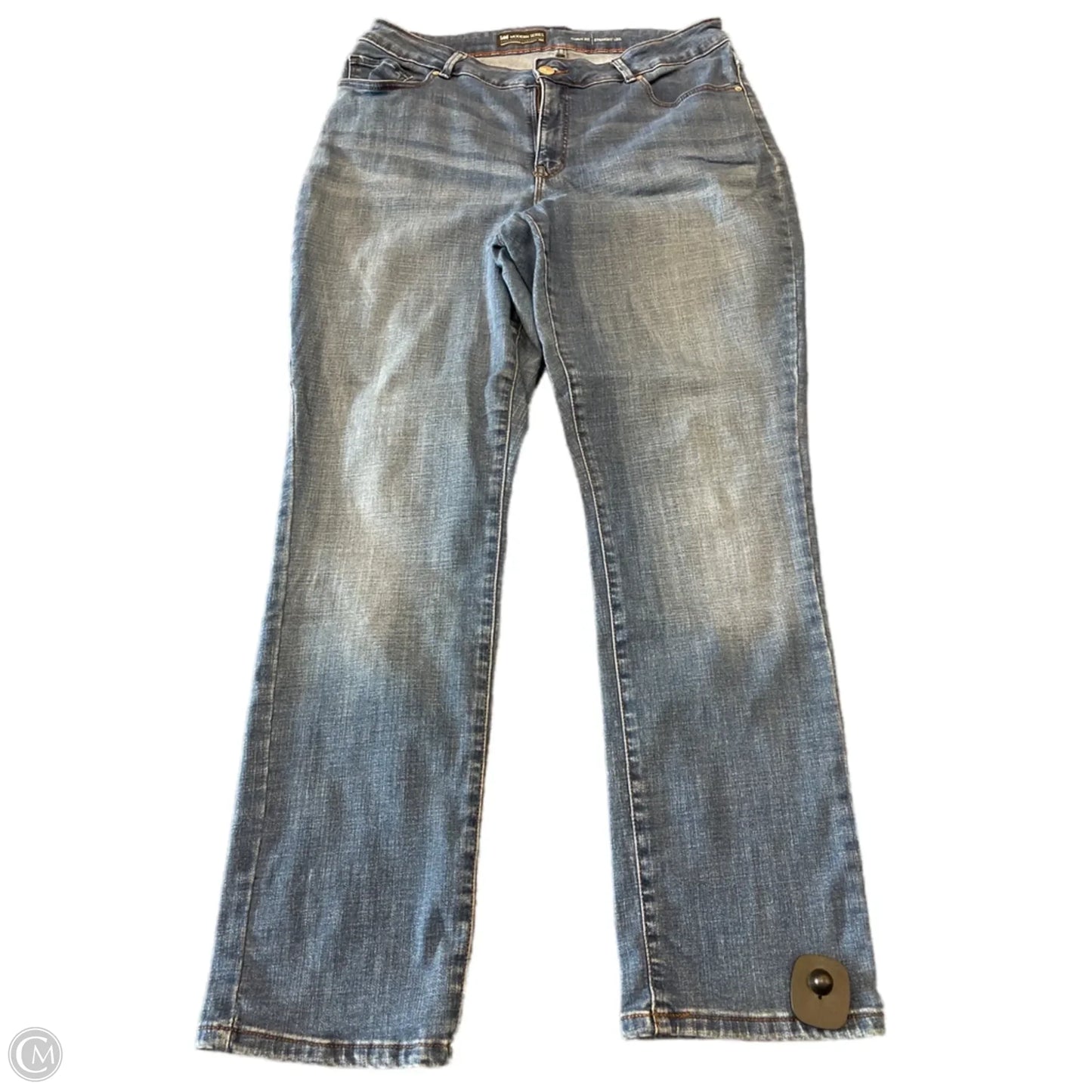 Jeans Straight By Lee In Blue Denim, Size: 16