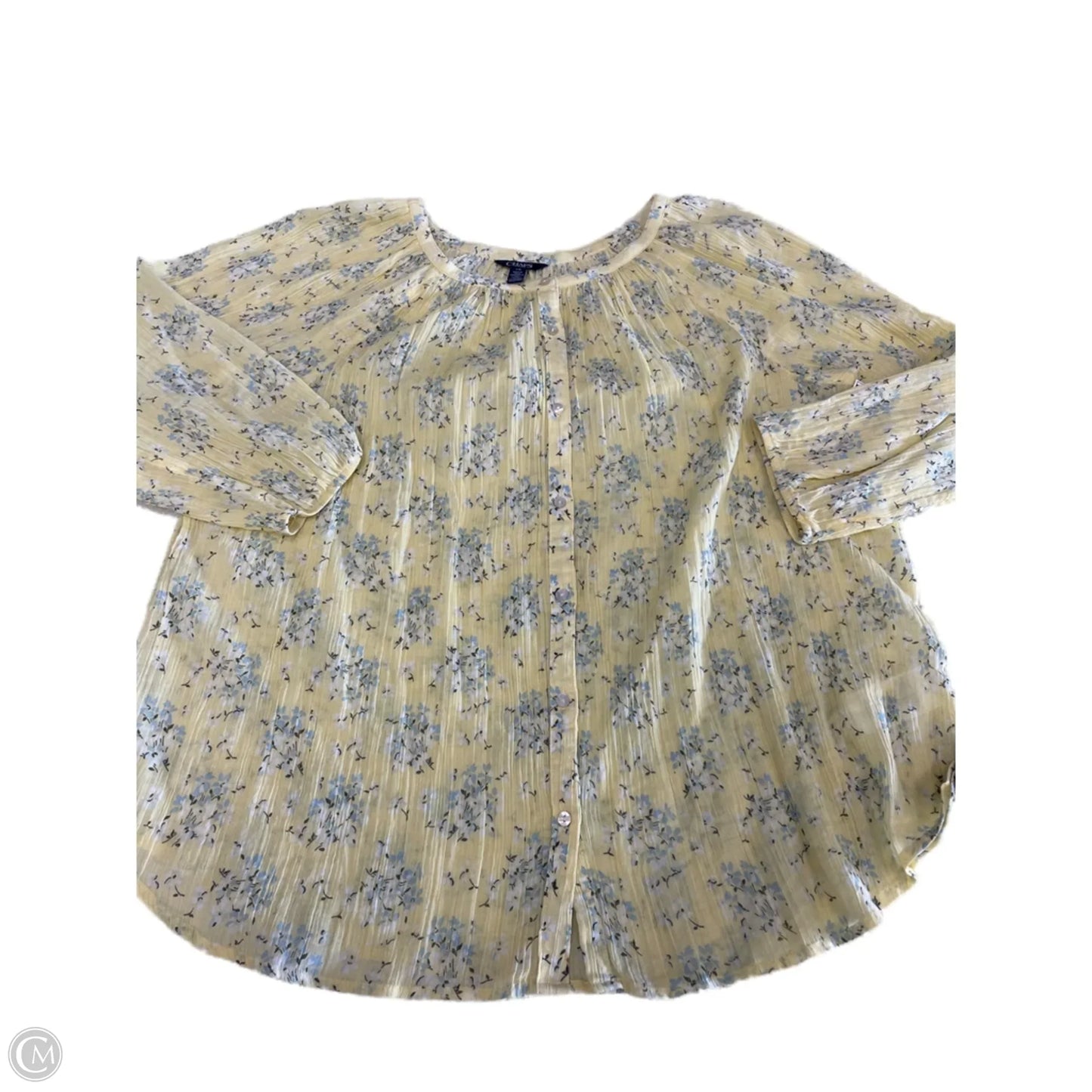 Blouse Long Sleeve By Chaps In Yellow, Size: L