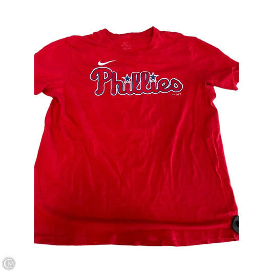 Athletic Top Short Sleeve By Nike In Red, Size: L