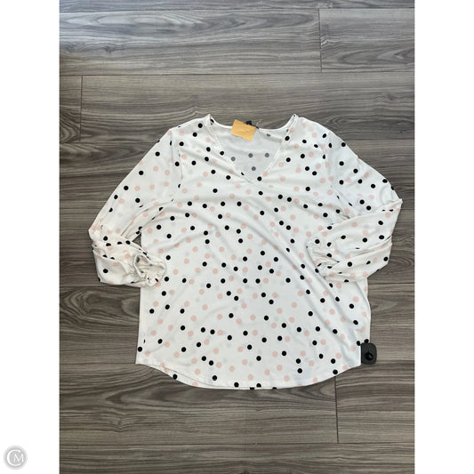 Top Long Sleeve By Adrianna Papell In Polkadot Pattern, Size: Xl