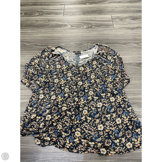 Top 3/4 Sleeve By Lucky Brand In Floral Print, Size: L