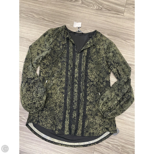 Blouse Long Sleeve By White House Black Market In Black & Green, Size: L