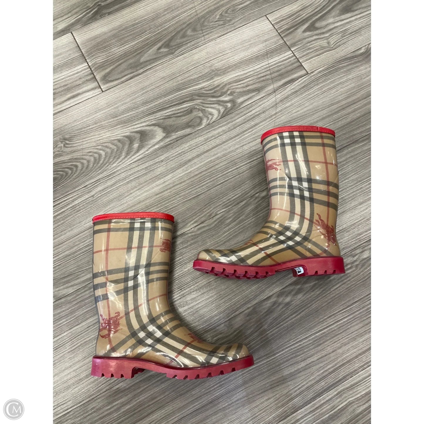 Boots Rain By Burberry In Brown & Red, Size: 7