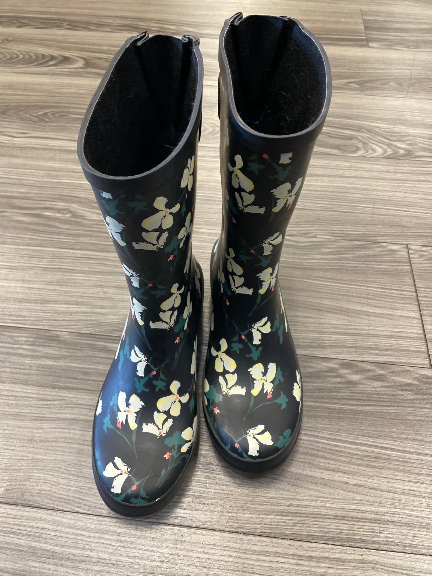 Boots Rain By Clothes Mentor In Floral Print, Size: 9