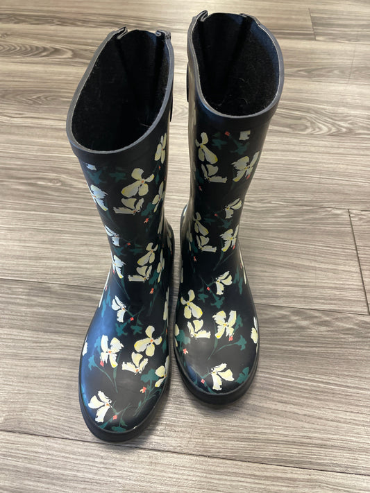 Boots Rain By Clothes Mentor In Floral Print, Size: 9