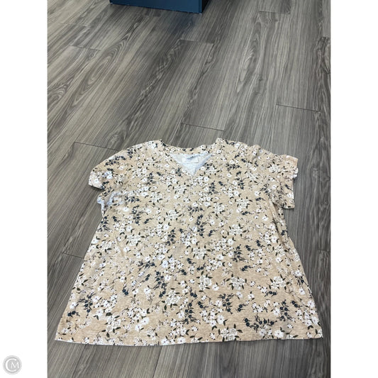 Top Short Sleeve By Liz Claiborne In Floral Print, Size: Xxl