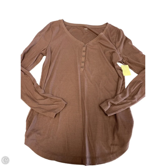 Top Long Sleeve Basic By Ana In Brown, Size: L