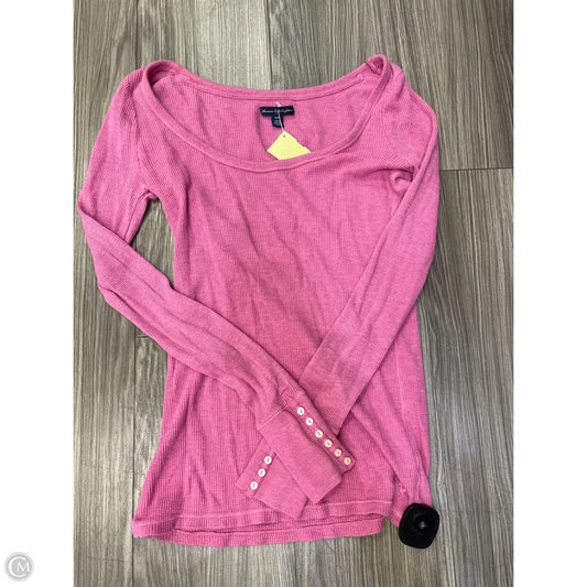 Top Long Sleeve Basic By American Eagle In Pink, Size: M