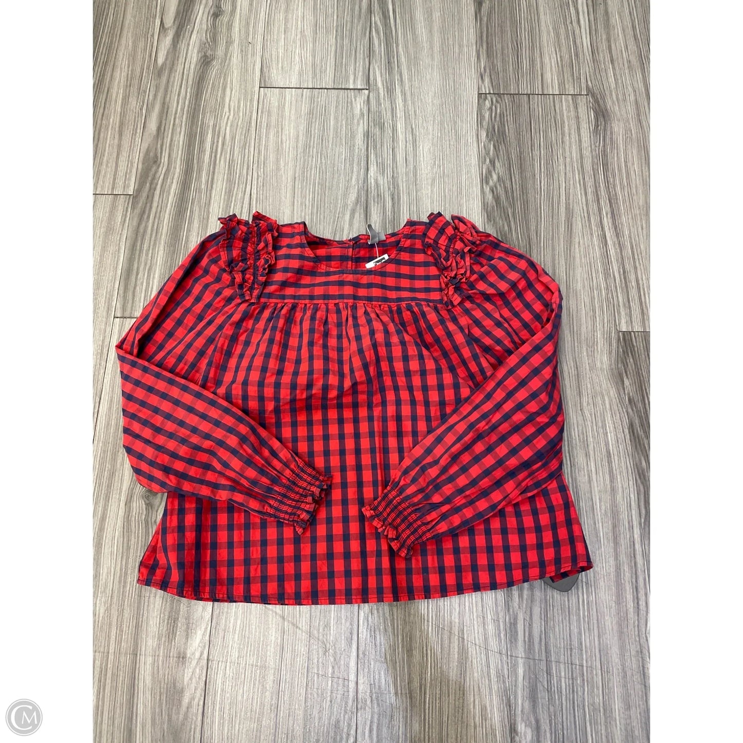 Top Long Sleeve Basic By Asos In Plaid Pattern, Size: S