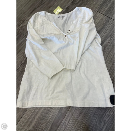 Top 3/4 Sleeve Basic By Eddie Bauer In White, Size: S