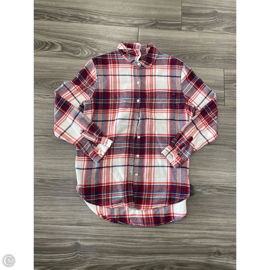 Top Long Sleeve Basic By Gap In Plaid Pattern, Size: M