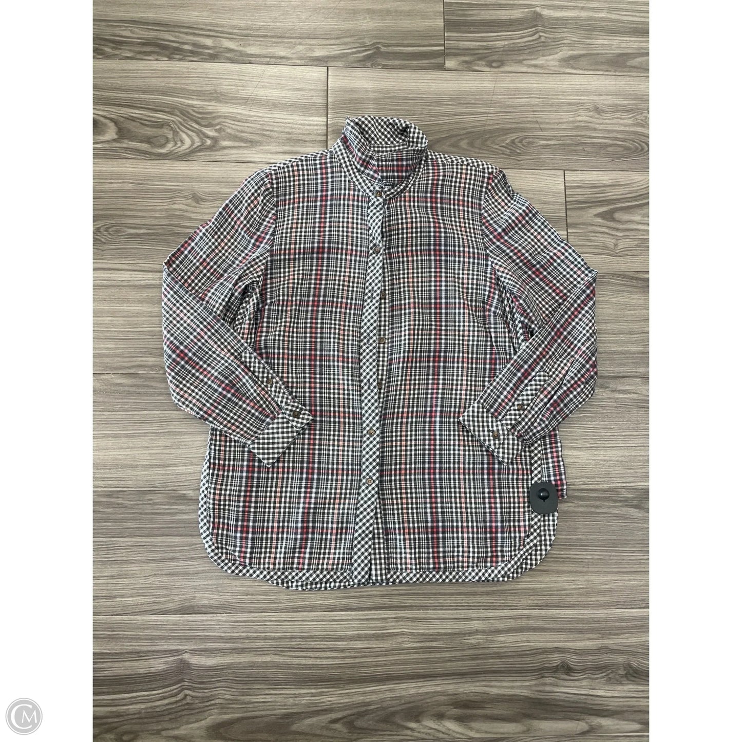 Top Long Sleeve Basic By J. Jill In Plaid Pattern, Size: Mp