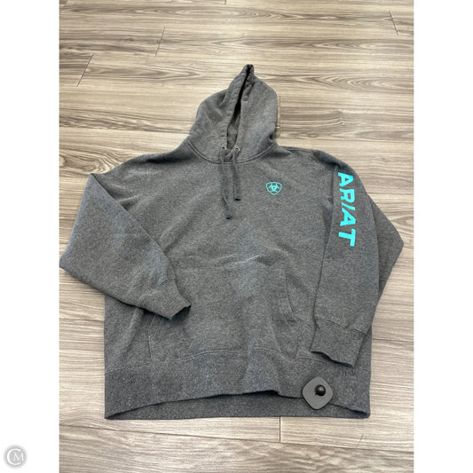 Sweatshirt Hoodie By Ariat In Grey, Size: M