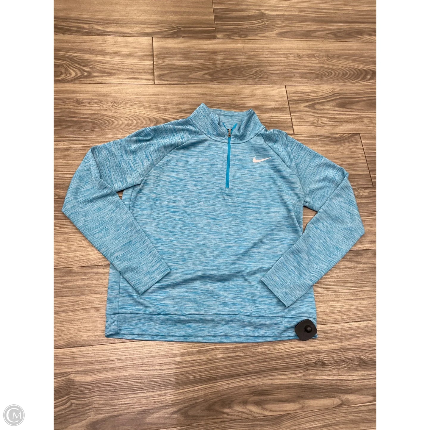 Athletic Top Long Sleeve Collar By Nike In Blue, Size: M