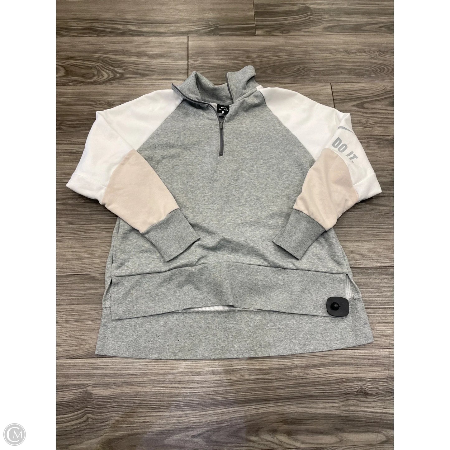 Athletic Sweatshirt Collar By Nike In Grey, Size: L