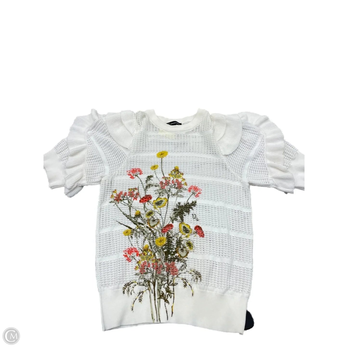 Sweater Short Sleeve By Inc In White, Size: L